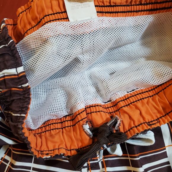Mossimo Boys Swim Trunks Size XS 4/5 Brown Plaid Mesh Lined Drawstring Pockets - Picture 7 of 9